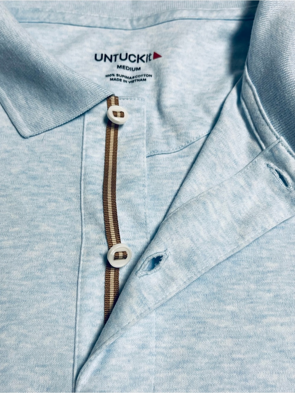 UnTuckit Men’s Polo in Supima Cotton Size Medium in Light Blue - Picture 5 of 10